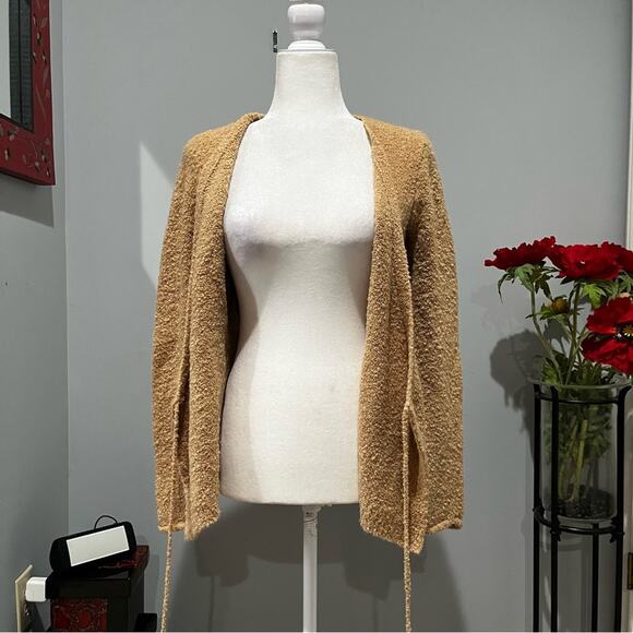 NEW Moda Intl Wool Chenille Wrap Tie Fitted Acrylic Plunge Neck Sweater S NWOT - Picture 4 of 16